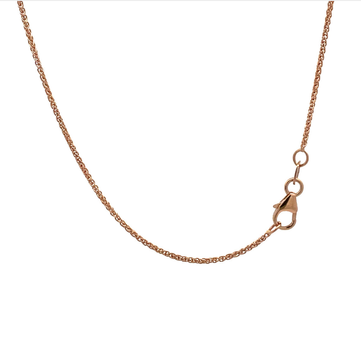 Close-up of the polished diamond-cut texture on rose gold foxtail chain showing the clasp