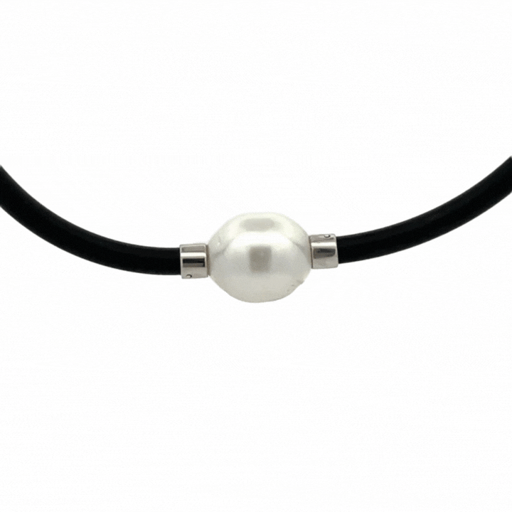 13–14 mm große Neopren-Halskette mit australischen Südsee-Zuchtperlen aus Sterlingsilber