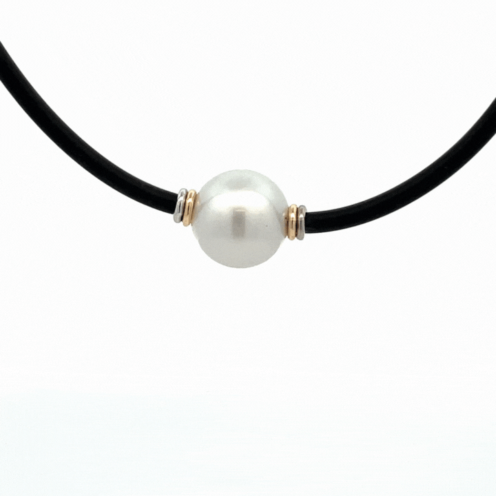 9K Yellow Gold Australian South Sea Cultured 13- 14mm Pearl Neoprene Necklace