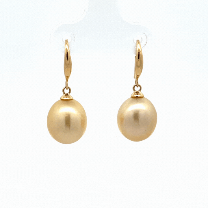 18K Yellow Gold South Sea Cultured Pearl Hook Earrings