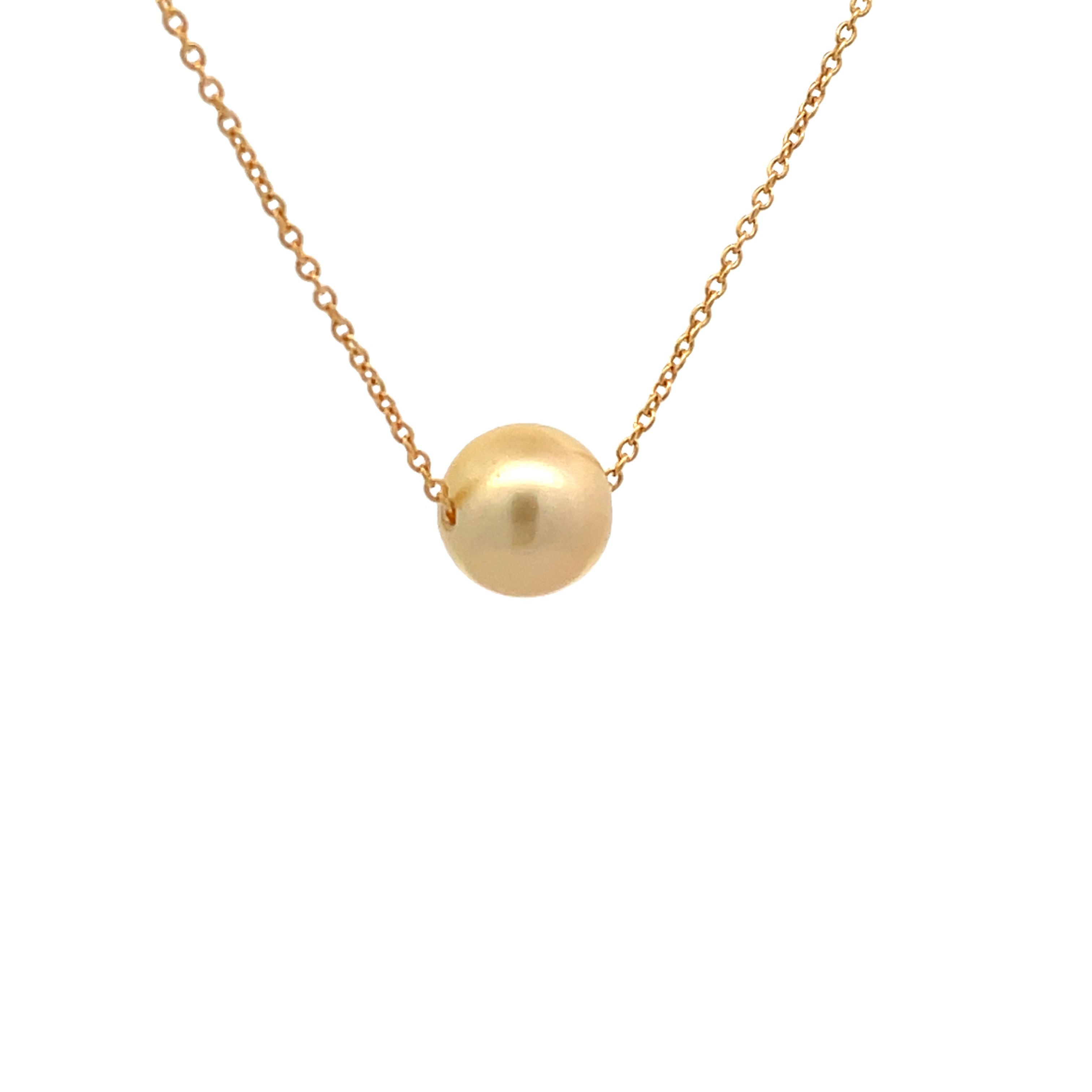 9K Yellow Gold South Sea Cultured 9 -10mm Pearl Necklace