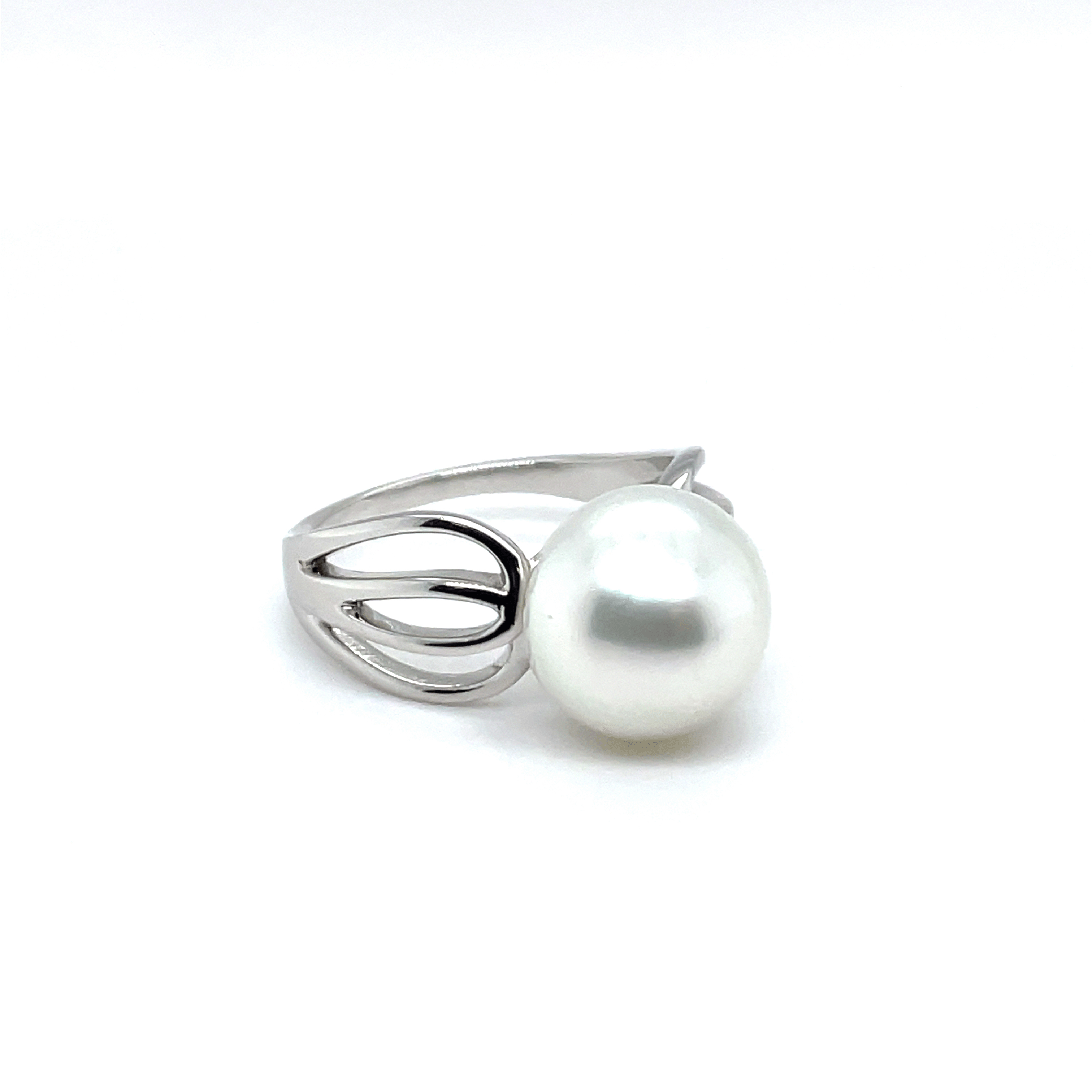 纯银澳大利亚南海养殖 11-12 毫米珍珠戒指