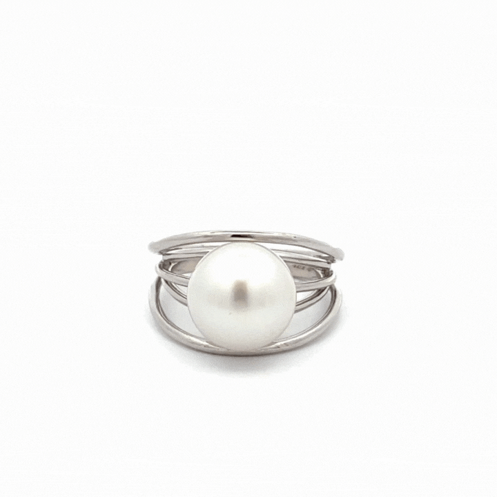 纯银澳大利亚南海养殖 12-13 毫米珍珠戒指