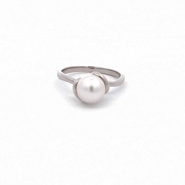 9K White Gold Australian South Sea Cultured 8-9 mm Pearl Ring