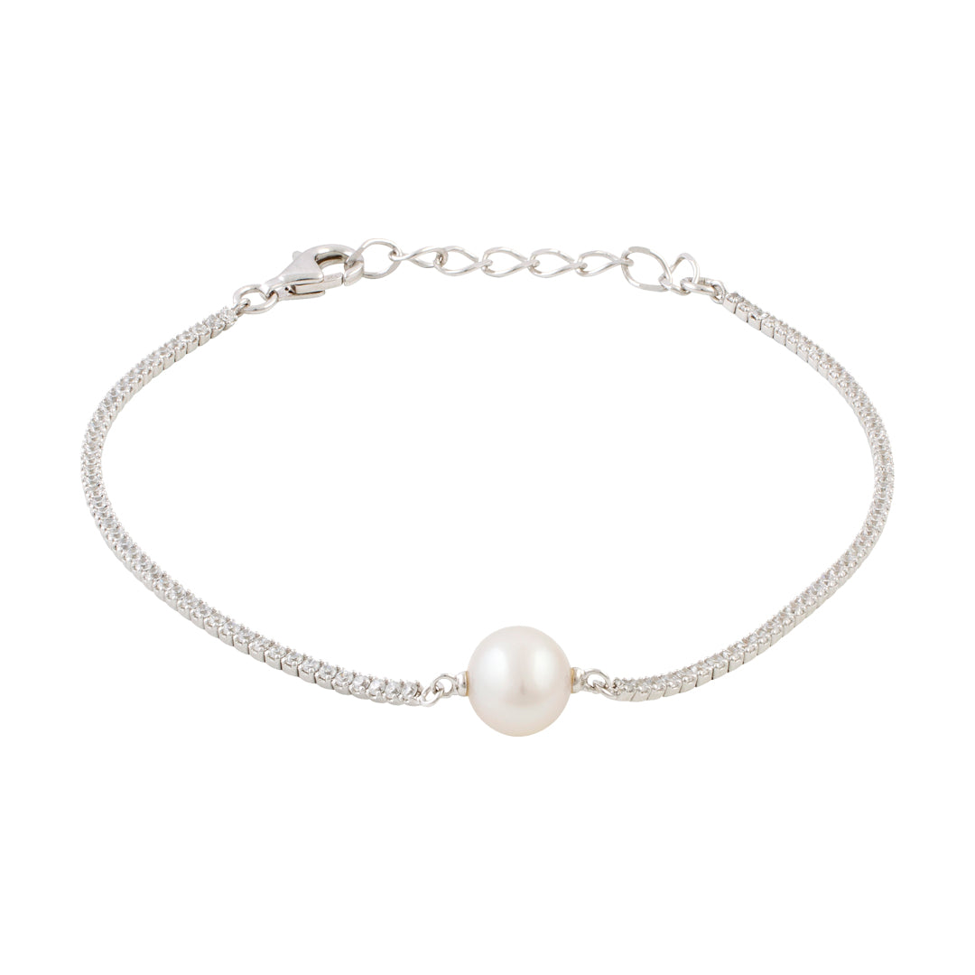 纯银淡水珍珠 8.5 -9.5 毫米 19 厘米手链