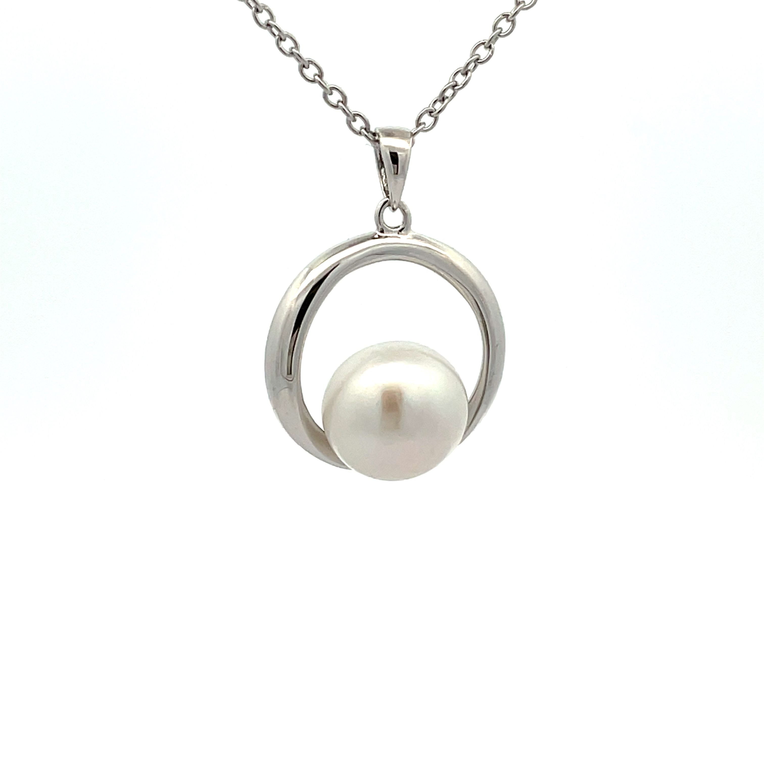 纯银淡水珍珠白 10-11 毫米吊坠