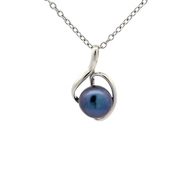 Black pearl pendant necklace deals