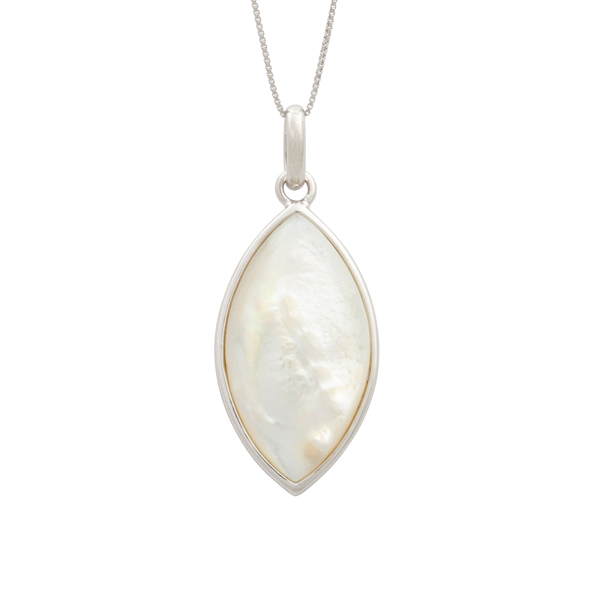 Sterling Silver Mother of Pearl Marquise Pendant