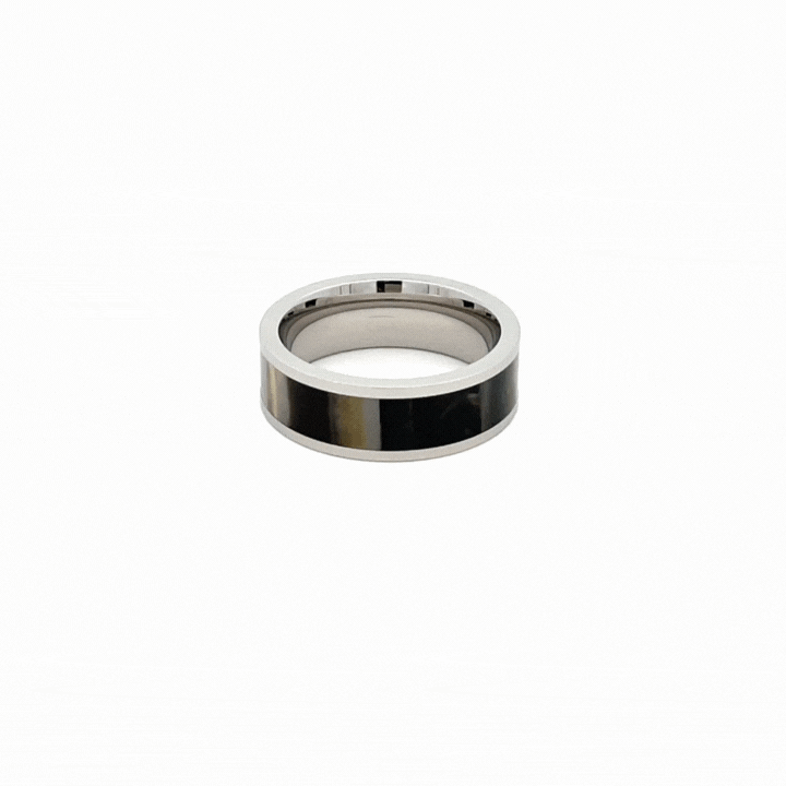 Ring aus schwarzem Perlmutt aus Edelstahl