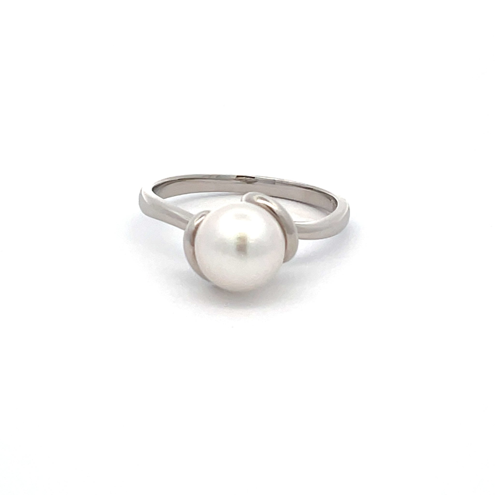 9K White Gold Australian South Sea Cultured 8-9 mm Pearl Ring